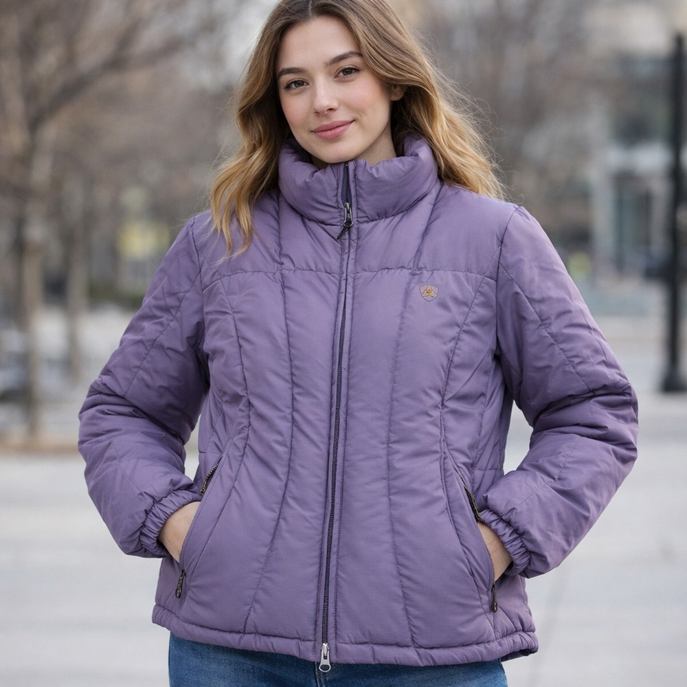 Ariat Black Tag Goose Down Puffer Coat Women’s Size Large - Picture 5 of 7